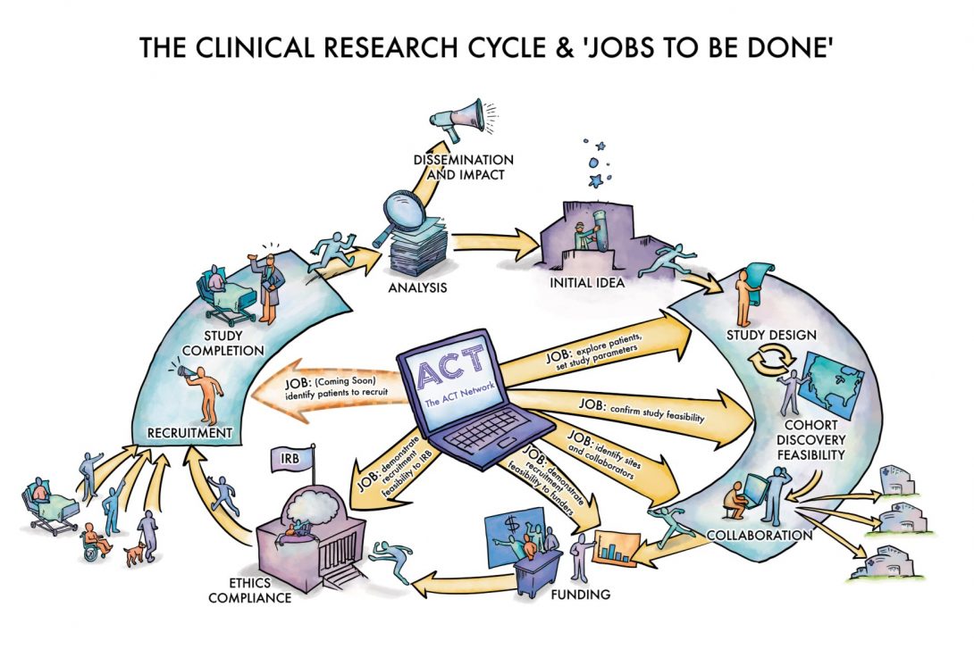 infographic of the clinical research cycle and jobs to be done
