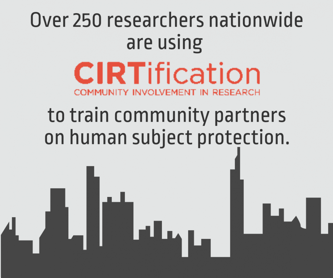 Infographic: Over 250 researchers nationwide are using CIRTification to train community partners on human subject protection