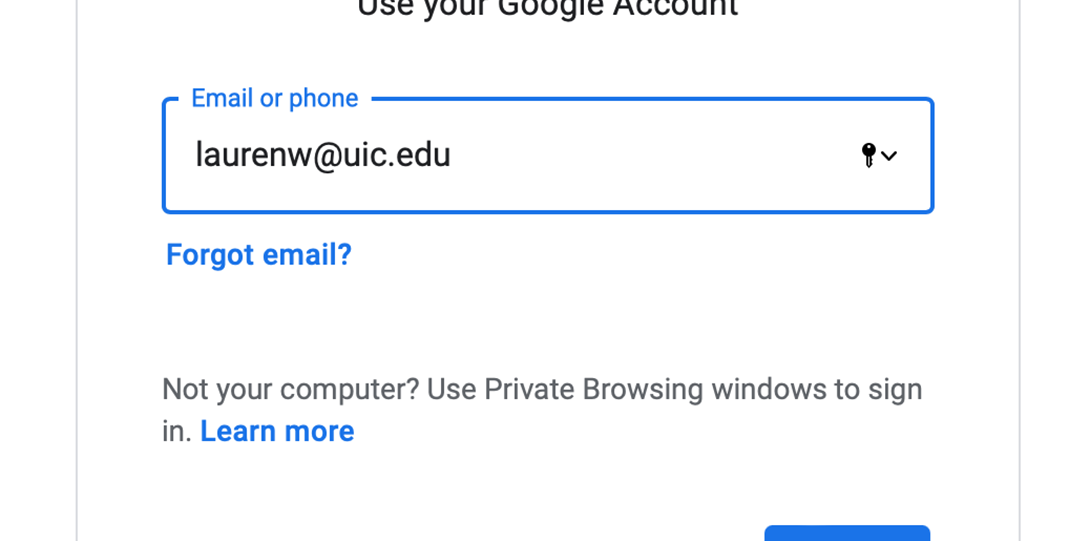 Add or log into UIC G Suite