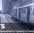 Train running on the tracks with a header saying TrACTS Training and Advancement of Careers in Translational Science