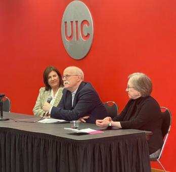 Drs. Rachel Casey, David DuBois and Luisa DiPietro answer audience questions during a panel session 